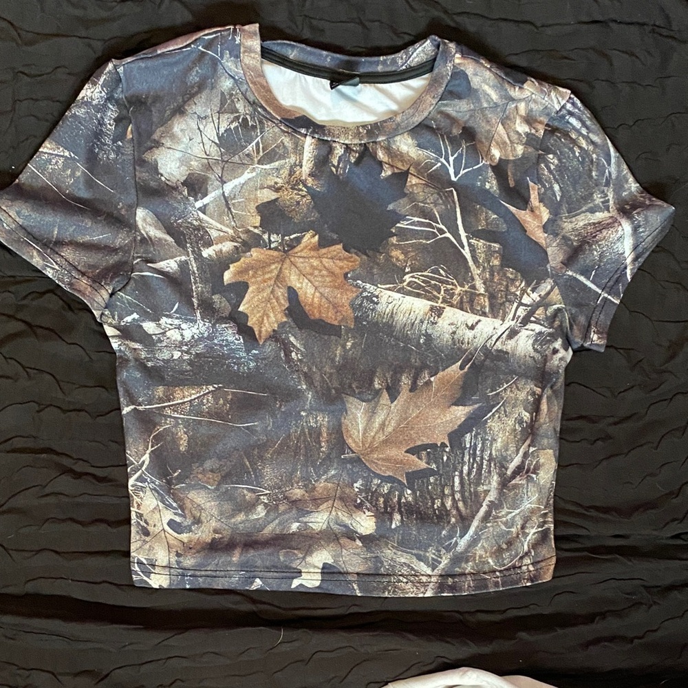 Camo Leaf Print Crop Top